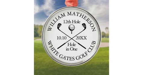 Personalized Golf Hole in One Award Metal Ornament | Zazzle