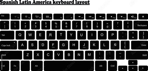 Spanish Latin America keyboard layout - Isolated Vector Illustration Stock Vector | Adobe Stock