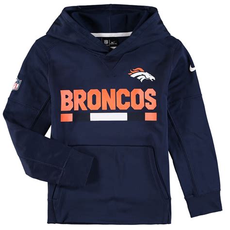 Nike Denver Broncos Youth Navy Performance Pullover Hoodie