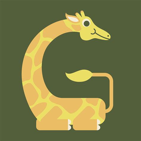 Letter G - Animal Alphabet - Giraffe Monogram Digital Art by Jen ...