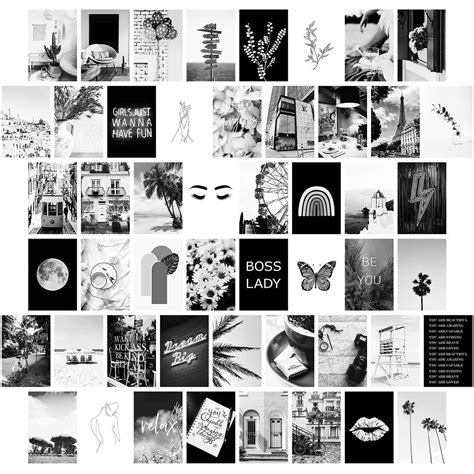 Buy Black White Wall Collage Kit Aesthetic Pictures, Bedroom Decor for Teen Girls, Wall Collage ...