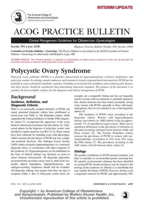 Acog practice bulletin no 194 2018 - INTERIM UPDATE ACOG PRACTICE ...