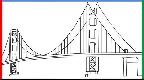 How to draw the Golden Gate Bridge step by step for beginners # ...