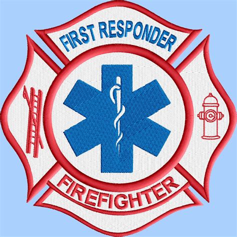 EMT First Responder Firefighter logo 3 size pack machine embroidery design