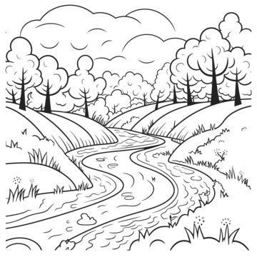 Stream Outline Art PNG Transparent Images Free Download | Vector Files | Pngtree