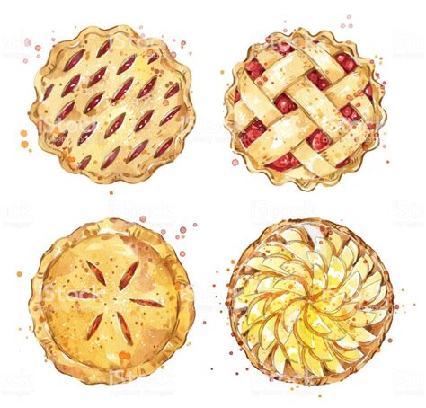 set of home made pies, watercolour illustration | Food clipart, Homemade pie, Food illustrations
