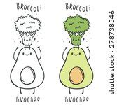 Cute Cartoon Avocado And...