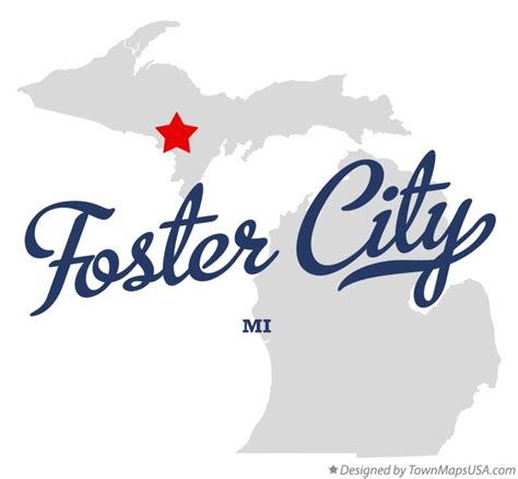 Map of Foster City, MI, Michigan