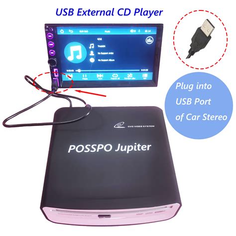 POSSPO Jupiter CD DVD Player for Car with USB Port, Portable External