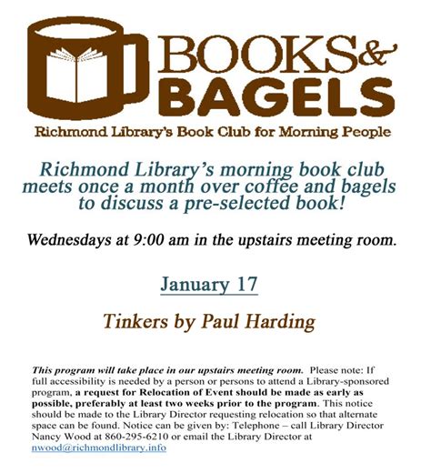 Books and Bagels Book Club - Richmond Memorial Library