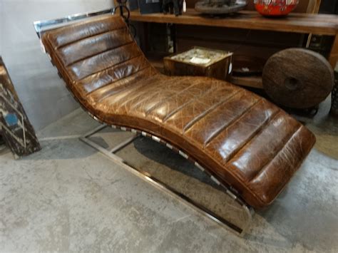 Chaise Quilted Brown Leather Chaise Lounge - Rare Finds Warehouse