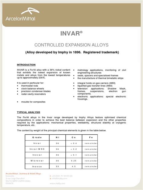 Invar: Controlled Expansion Alloys | PDF | Heat Treating | Thermal Expansion