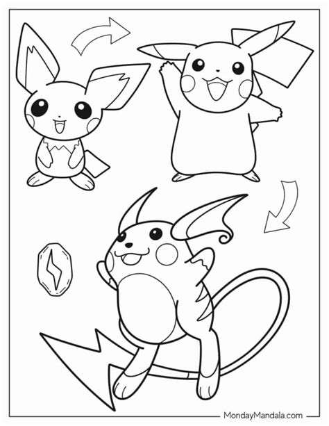 Pokemon Pikachu Coloring Pages Pikachu Evolution Pichu Pikachu Raichu ...