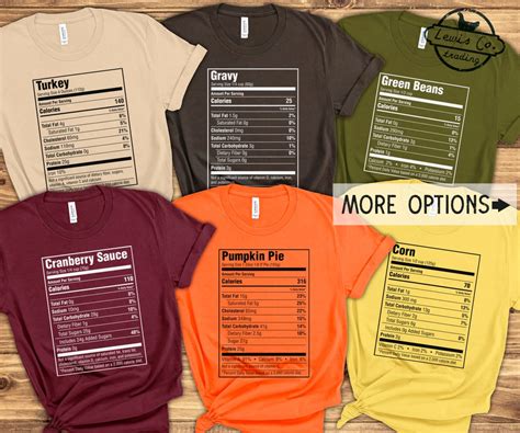 Family Thanksgiving Shirts Thanksgiving Nutrition Label Shirts Matching Holiday Shirts Family ...