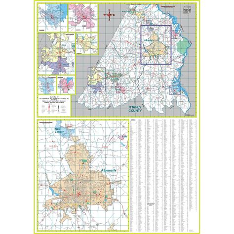 Albemarle and Stanly County, NC Wall Map - The Map Shop