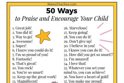 50 Ways to Praise and Encourage Your Child - Mama Teaches