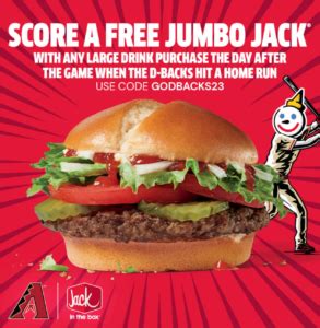 Jack in the Box Baseball Specials 2023 ~ Free Jumbo Jack with Drink ...