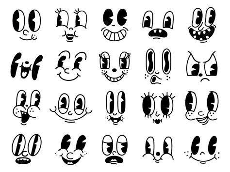 Premium Vector | Retro 30s cartoon mascot characters funny faces. 50s ...