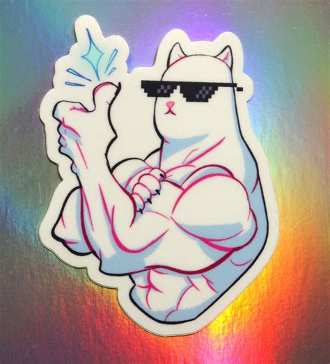 Buff Cat Vinyl Sticker - Etsy