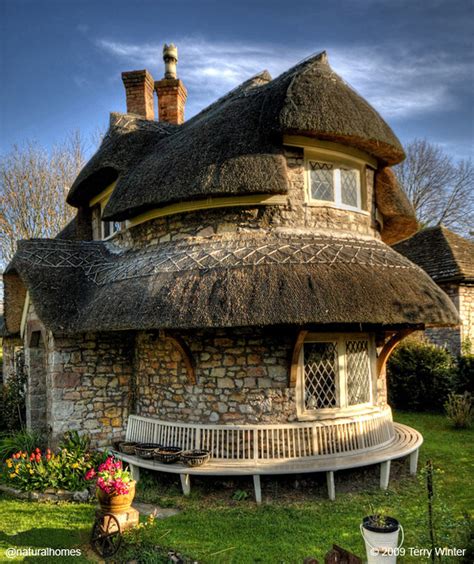 The thatched circular cottage at Blaise Hamlet, England