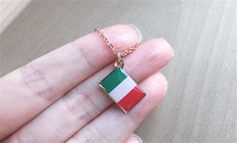 Italian Flag Necklace Gold Italian Flag Necklace Italian - Etsy