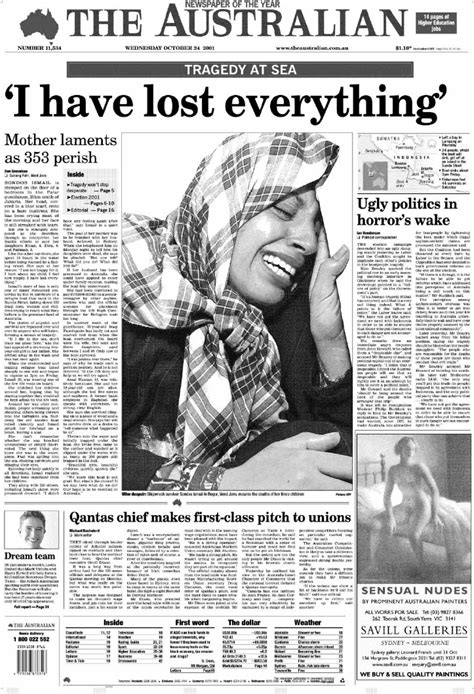 Front-page image of The Australian , 24 Oct 2001 | Download Scientific ...