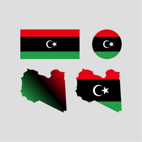 Premium Vector | Libya national map and flag vectors set