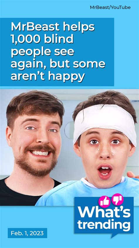 MrBeast helps 1,000 blind people see again, but some aren’t happy | Fluid Story | Kids News