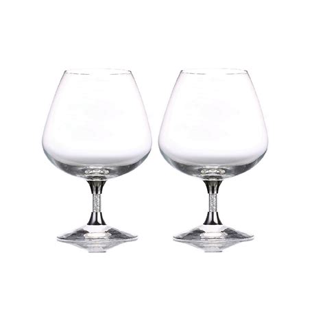 Pair of Swarovski Crystal Filled Stem Brandy Glasses - Diamond Affair