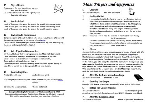 Catholic Mass Prayers And Responses Booklet Size Layout | Free Download Nude Photo Gallery