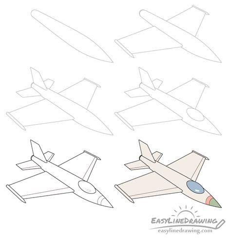 Step by Step How to Draw a Fighter Plane - Knight Whimints