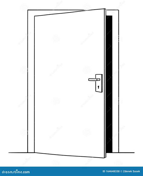 Vector Cartoon Drawing of Slightly Open Door, Opportunity To Enter Stock Vector - Illustration ...