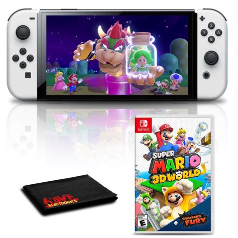 Nintendo Switch OLED White with Super Mario 3D World Plus Bowser's Fury ...