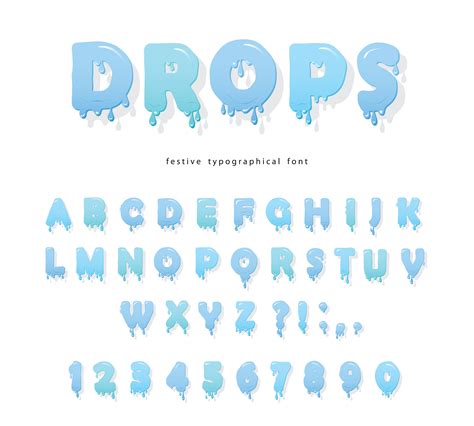 Water drops font design. Transparent glossy letters and numbers 670805 ...