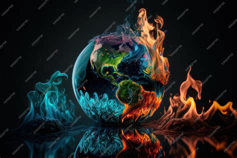 Premium Photo | The earth in fire and the fire