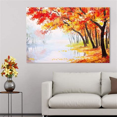 Abstract Canvas Art Coffee Wall Art Oil Painting Landscape Autumn ...