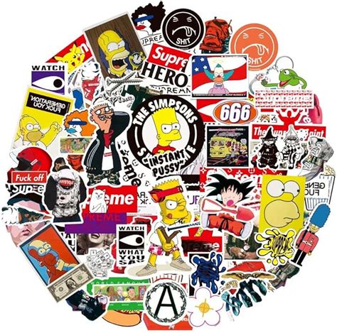 Pauplian 100PCS The Simpsons Stickers Supreme Sticker Cool Vinyl Sticker Packs Sticker Decals ...