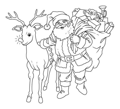 Santa And Reindeer Coloring Pages - Coloring Home