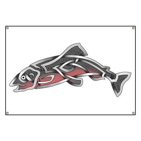 Salmon Banner by Knot Your World - CafePress | Crown drawing, Vinyl banners, Alaska tattoo