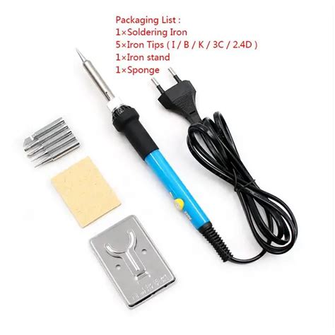 New Adjustable Temperature Electric Soldering Iron 220V 60W Welding Solder Rework Station Heat ...