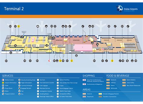 Dubai Airport Map (DXB) - Printable Terminal Maps, Shops, Food, Restaurants Maps | Tripindicator