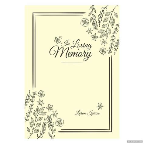 Funeral Memory Card Template