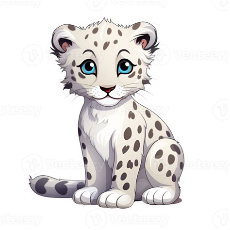 Artistic Style Snow Leopard Cartoon Snow Leopard No Background Perfect for Print on Demand AI ...