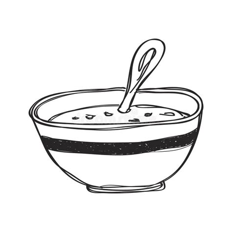 Simple Doodle of a Bowl of Soup Stock Illustration - Illustration of ...