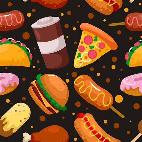 Junk Food Seamless Background 7328294 Vector Art at Vecteezy