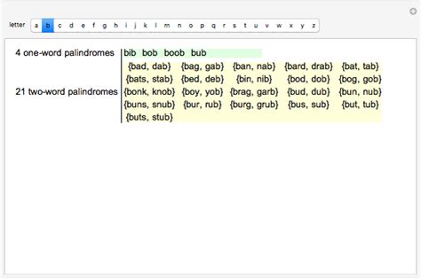 One- and Two-Word Palindromes - Wolfram Demonstrations Project