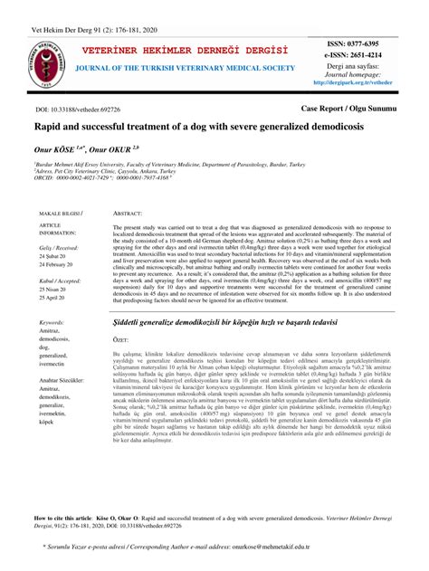 (PDF) Rapid and successful treatment of a dog with severe generalized demodicosis