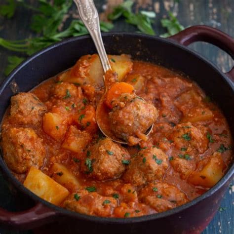 Hearty Italian Meatball Stew Recipe - An Italian in my Kitchen