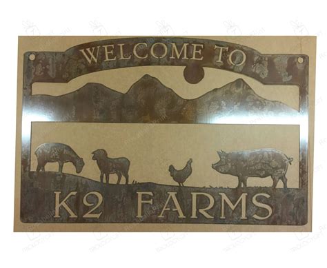 Metal Farm Sign With Mountain Range Farm Animals Sign Metal House Sign ...