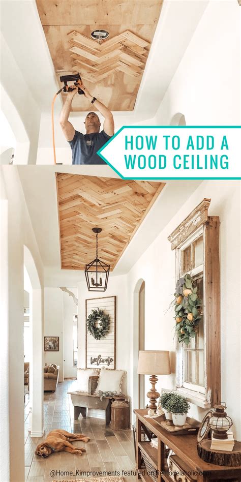 Inexpensive DIY Herringbone Wood Ceiling Using Pallets | Remodelaholic